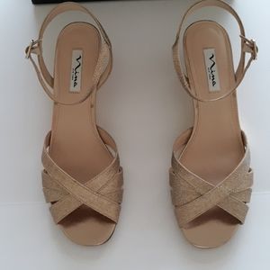 Nina Gold "Filia" Wedge Sandals